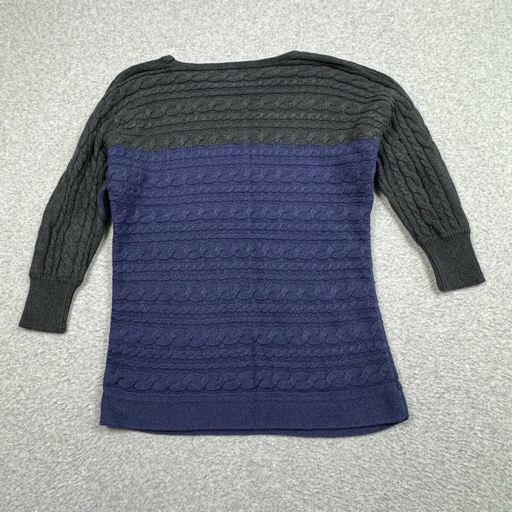 Banana Republic Two Tone Cable Knit Sweater Womens Medium Dolman‎ 3/4 Sleeve